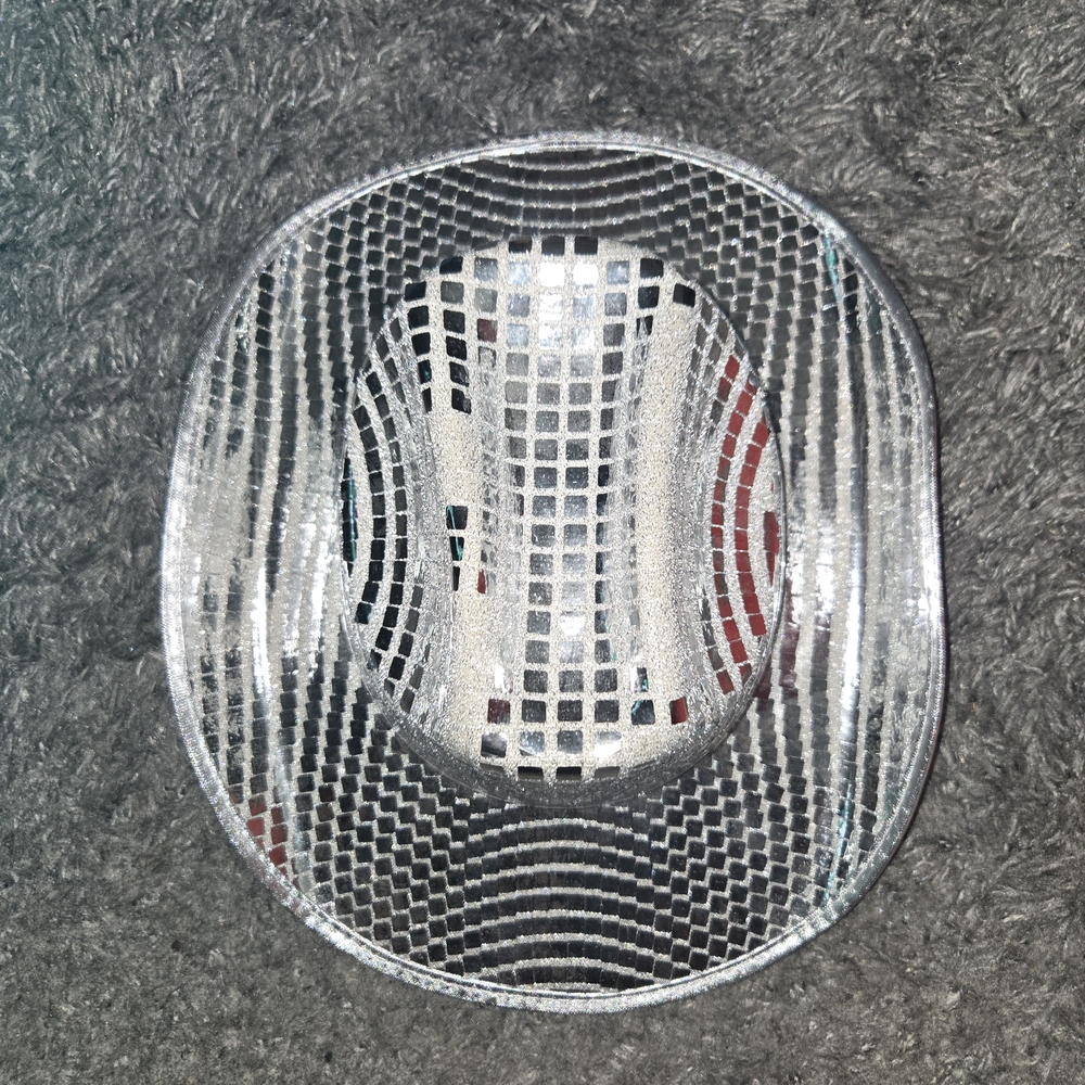 Silver Geometric Patterned Hat